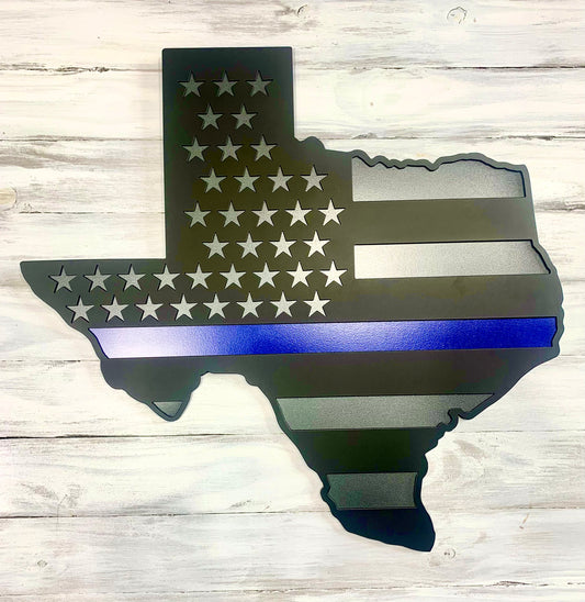 Back The Blue - Texas Law Enforcement / US Flag Wall Art